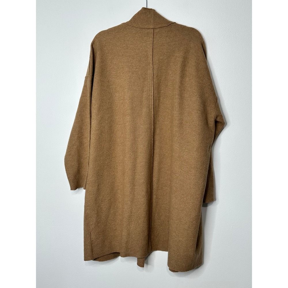 Lord & Taylor Cardigan 1X Tan Extra Fine Merino Wool Open Front Longline Sweater - Picture 3 of 9